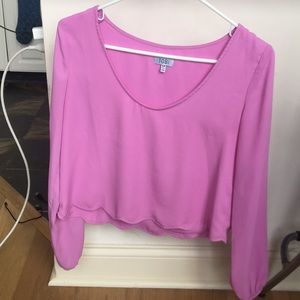 Purple/pink long sleeved crop top